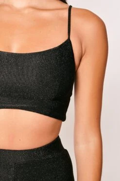 Haley - Black Lurex Glitter Crop Two Piece Set -Outlet Sarto Base Store 20 06 missg 0297