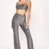 Haley - Silver Lurex Glitter Crop Two Piece Set
