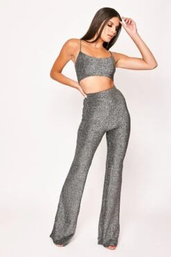 Haley - Silver Lurex Glitter Crop Two Piece Set -Outlet Sarto Base Store 20 06 missg 0385