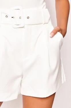 Meah - White High Waisted Belted Shorts -Outlet Sarto Base Store 20 06 missg 0760