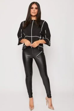 Beth - High Waisted PU Zip Skinny Trousers -Outlet Sarto Base Store 22 09 missg 39047 1