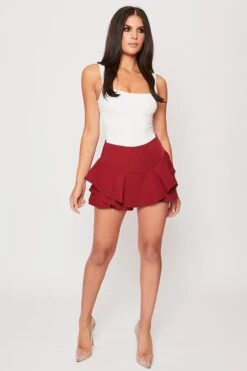 Outlet Sarto Base Store 44 Lindi - Wine Ruffle Hem Shorts