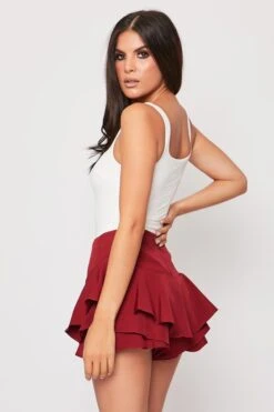 Lindi - Wine Ruffle Hem Shorts -Outlet Sarto Base Store 22 09 missg 39718