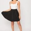 Penny - Black High Waisted Elasticated Skirt