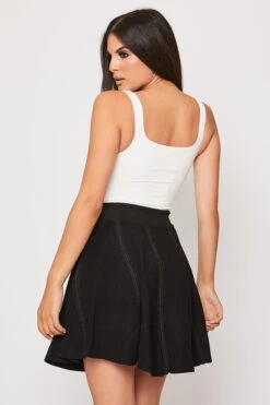 Penny - Black High Waisted Elasticated Skirt -Outlet Sarto Base Store 22 09 missg 39741