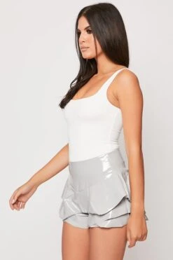 Lucida - Grey PU Ruffle Hem Shorts -Outlet Sarto Base Store 22 09 missg 39761