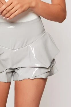 Lucida - Grey PU Ruffle Hem Shorts -Outlet Sarto Base Store 22 09 missg 39764