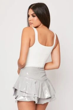 Lucida - Grey PU Ruffle Hem Shorts -Outlet Sarto Base Store 22 09 missg 39765