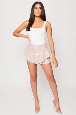 Lucida - Pink PU Ruffle Hem Shorts -Outlet Sarto Base Store 22 09 missg 39773