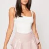 Lucida - Pink PU Ruffle Hem Shorts