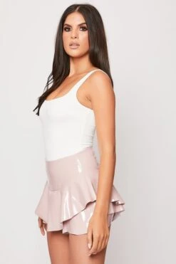 Lucida - Pink PU Ruffle Hem Shorts -Outlet Sarto Base Store 22 09 missg 39784