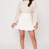 Tiffanie - White High Waisted Ruffle Hem Skirt