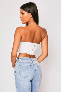 Sophie - White Feather Trim Top -Outlet Sarto Base Store 23 05 MISSG 73252