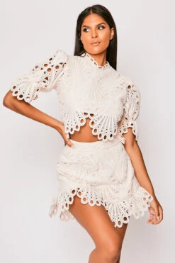 Hettie - Nude High Neck Top & Short Set -Outlet Sarto Base Store 23 05 MISSG 73379