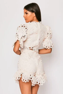 Hettie - Nude High Neck Top & Short Set -Outlet Sarto Base Store 23 05 MISSG 73393