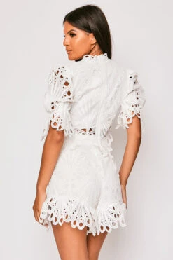 Hettie - White High Neck Top & Short Set -Outlet Sarto Base Store 23 05 MISSG 73414