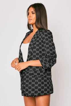 Alma - Black Monogram Blazer & Short Set -Outlet Sarto Base Store 23 05 MISSG 73886