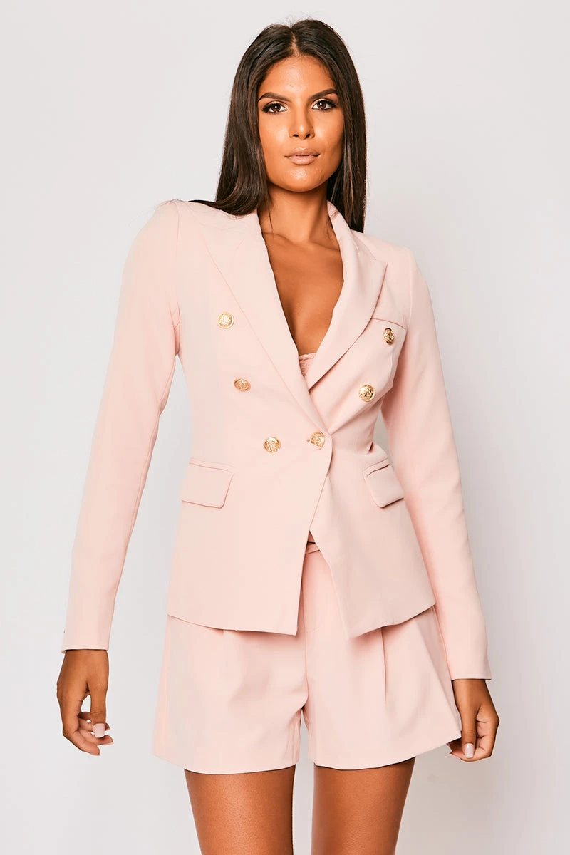 Rafal - Pale Pink Gold Button Double Breast Blazer 2 Rafal - Pale Pink Gold Button Double Breast Blazer - Image 2