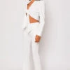Blair - White Tailored Front Knotted Blazer & Bell Bottom Trouser Set
