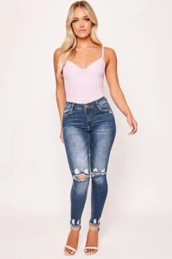 Nora - Lilac Ruched Strappy Bodysuit -Outlet Sarto Base Store 23 07 missg 4333