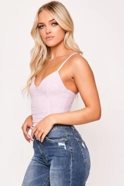 Nora - Lilac Ruched Strappy Bodysuit -Outlet Sarto Base Store 23 07 missg 4344