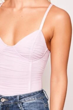 Nora - Lilac Ruched Strappy Bodysuit -Outlet Sarto Base Store 23 07 missg 4352