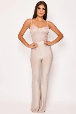 Lulette - Pink Champagne Lurex Glitter Bodysuit
