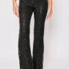 Reegan - Black Sequin High Waisted Flared Trousers