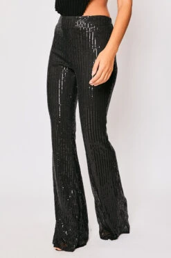 Reegan - Black Sequin High Waisted Flared Trousers -Outlet Sarto Base Store 23 09 MISSG 5465