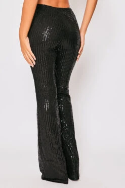 Reegan - Black Sequin High Waisted Flared Trousers -Outlet Sarto Base Store 23 09 MISSG 5474