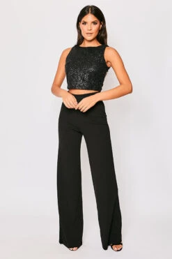 Sutton - Black High Waisted Wide Leg Trousers -Outlet Sarto Base Store 23 09 MISSG 5530