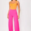 Sutton - Hot Pink High Waisted Wide Leg Trousers