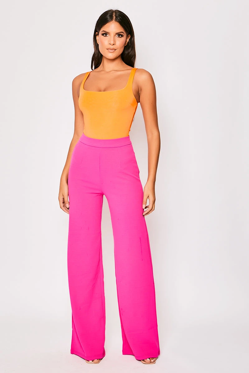 Sutton - Hot Pink High Waisted Wide Leg Trousers 1 Sutton - Hot Pink High Waisted Wide Leg Trousers
