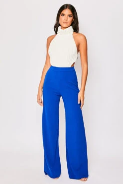 Sutton - Royal Blue High Waisted Wide Leg Trousers