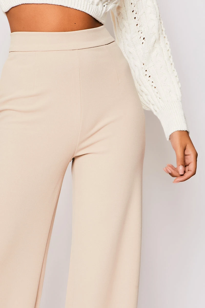 Sutton - Nude High Waisted Wide Leg Trousers 4 Sutton - Nude High Waisted Wide Leg Trousers - Image 4