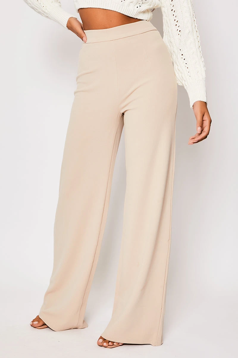 Sutton - Nude High Waisted Wide Leg Trousers 5 Sutton - Nude High Waisted Wide Leg Trousers - Image 5
