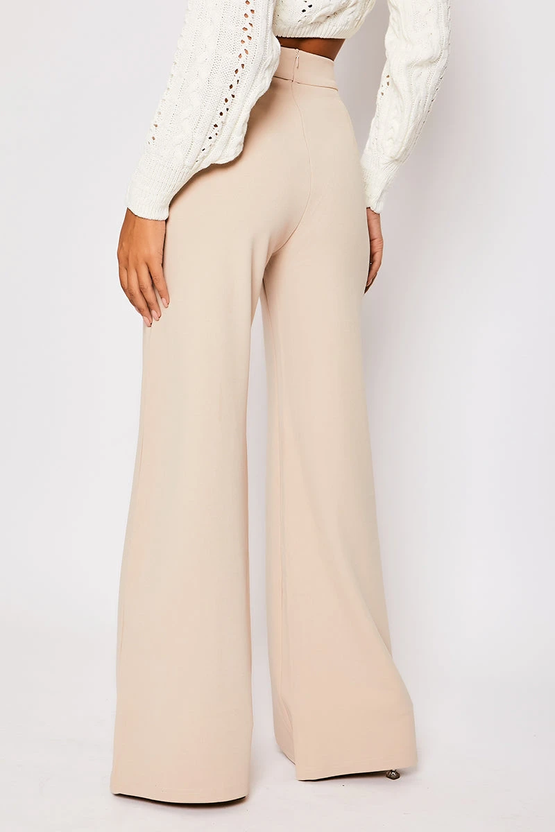 Sutton - Nude High Waisted Wide Leg Trousers 6 Sutton - Nude High Waisted Wide Leg Trousers - Image 6