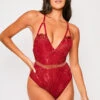 Marnel - Wine Lace Strappy Bodysuit