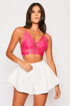 Yvonne - Hot Pink Crochet Crop Top