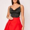 Codia - Red High Waisted Pleated Skirt