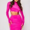 Sia - Hot Pink Long Sleeve Cropped Co-ord Set