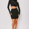 Sia - Black Long Sleeve Cropped Co-ord Set