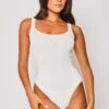 Aliyce - White Square Neck Fine Knit Bodysuit