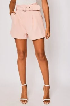 Meah - Pale Pink High Waisted Belted Shorts -Outlet Sarto Base Store 27 06 MISSG 80147