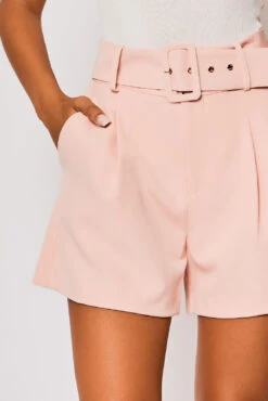 Meah - Pale Pink High Waisted Belted Shorts -Outlet Sarto Base Store 27 06 MISSG 80150