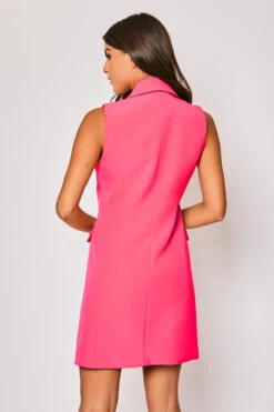 Odette - Hot Pink Sleeveless Gold Button Detailed Blazer Dress 9 Odette - Hot Pink Sleeveless Gold Button Detailed Blazer Dress -Outlet Sarto Base Store 27 06 MISSG 80252