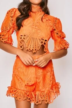 Hettie - Orange High Neck Top & Short Set -Outlet Sarto Base Store 27 06 MISSG 80638