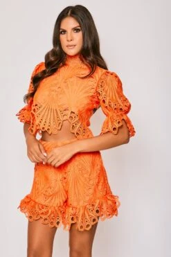 Hettie - Orange High Neck Top & Short Set -Outlet Sarto Base Store 27 06 MISSG 80644