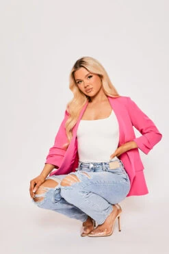 Outlet Sarto Base Store 24 Charleigh - Fuchsia Ruched Sleeve Blazer