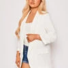 Charleigh - White Ruched Sleeve Blazer